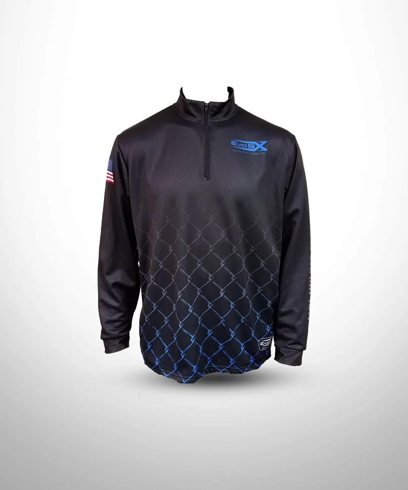 Evo9x Full Dye Sublimated Quarter Zipper Long Sleeve Pullover Black