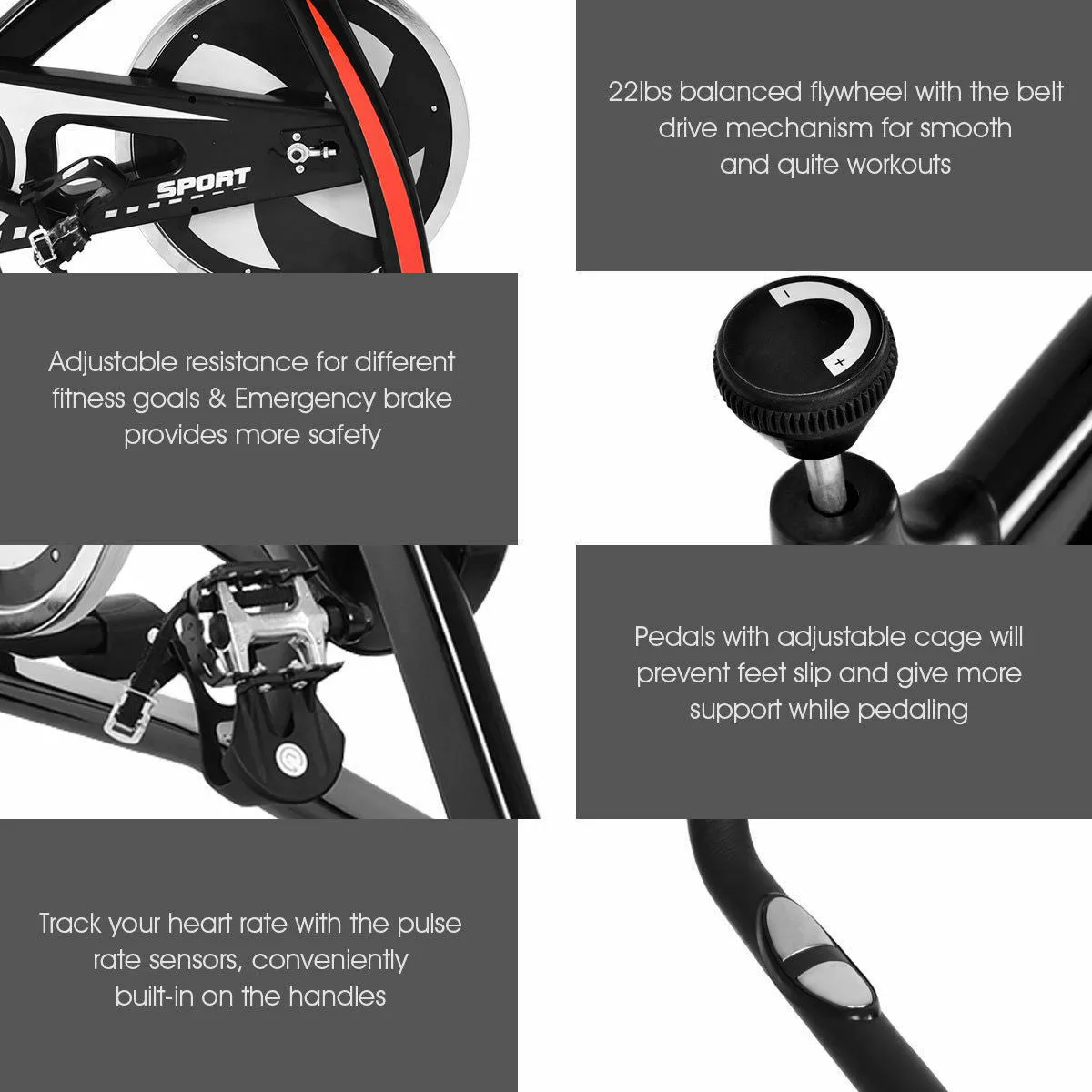 Exercise Cardio Cycling Bicycle Adjustable Home Workout Fitness