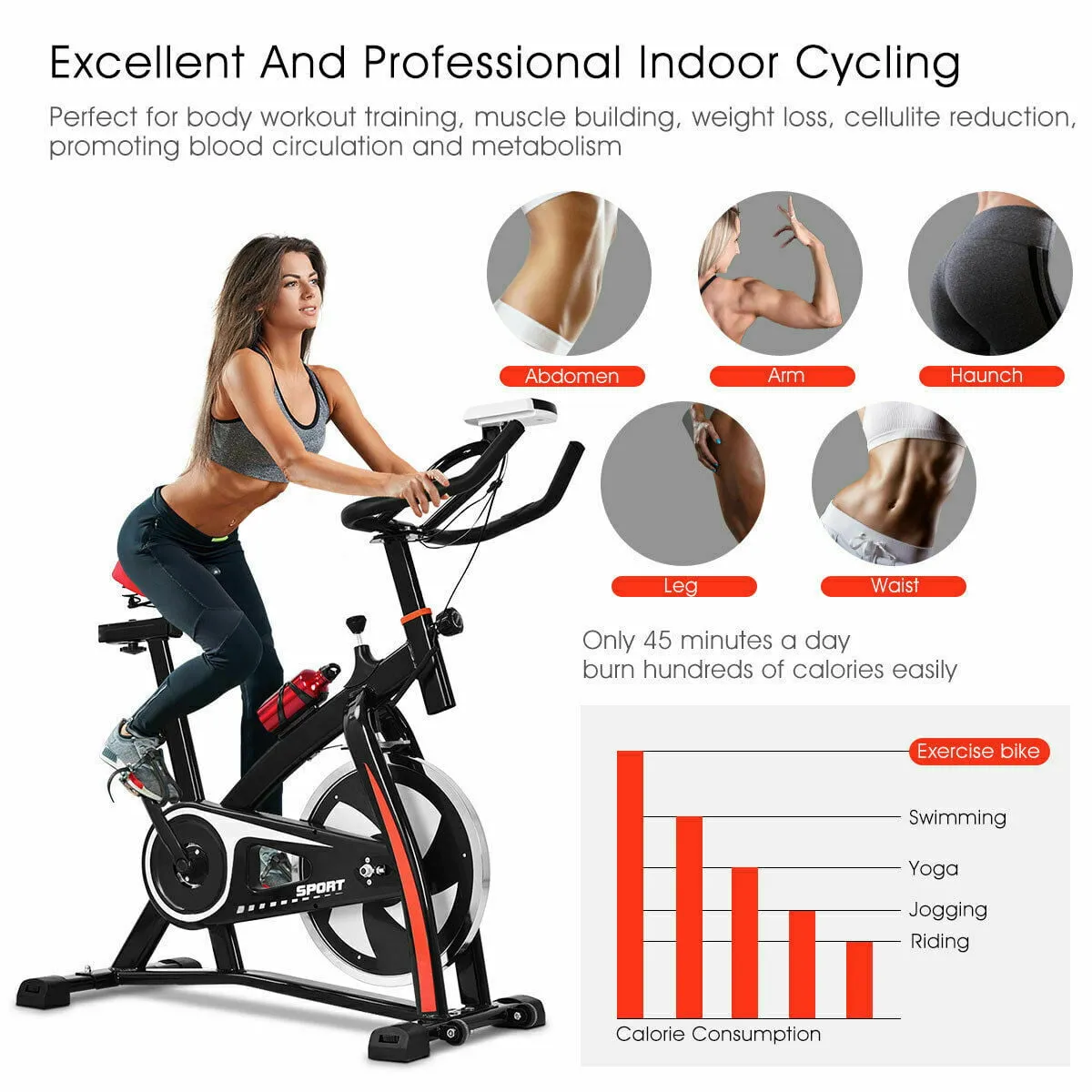Exercise Cardio Cycling Bicycle Adjustable Home Workout Fitness