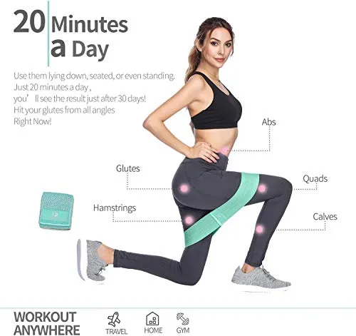 Fashnex Hip Resistance Band for Workout for Men and Women. Exercise Band with Workout Guide, Mini Loop Resistant Band for Toning, Booty, Hips, Glutes, Thighs, Legs, Abs at Home or Outdoors.
