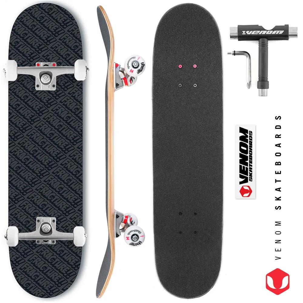 Fracture All Over Comic Black Custom Complete Skateboard -  8.0"