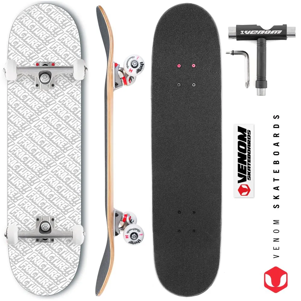 Fracture All Over Comic White Custom Complete Skateboard -  8.0"