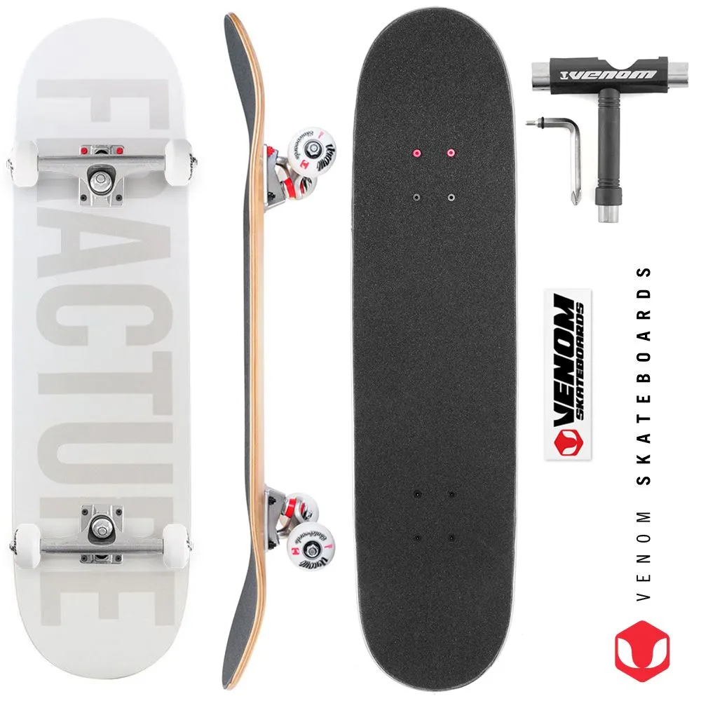 Fracture Fade White Custom Complete Skateboard -  8.25"