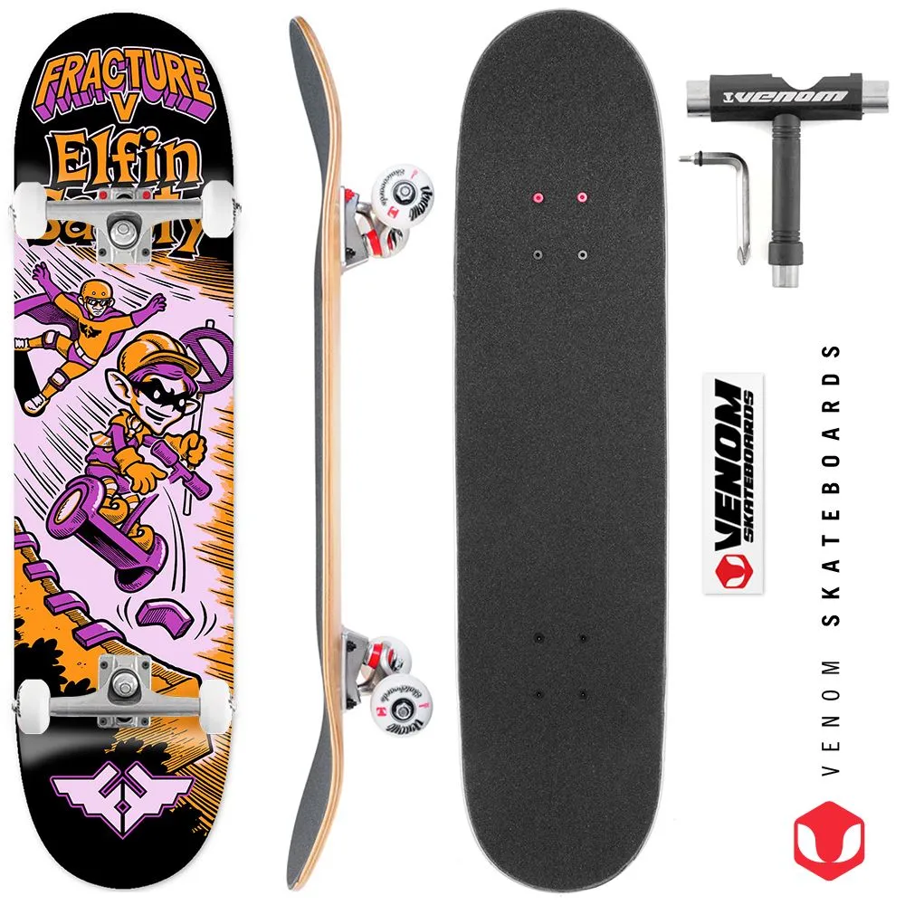 Fracture x Jon Horner Elfin Safety x Venom Core Custom Complete Skateboard - 7.75