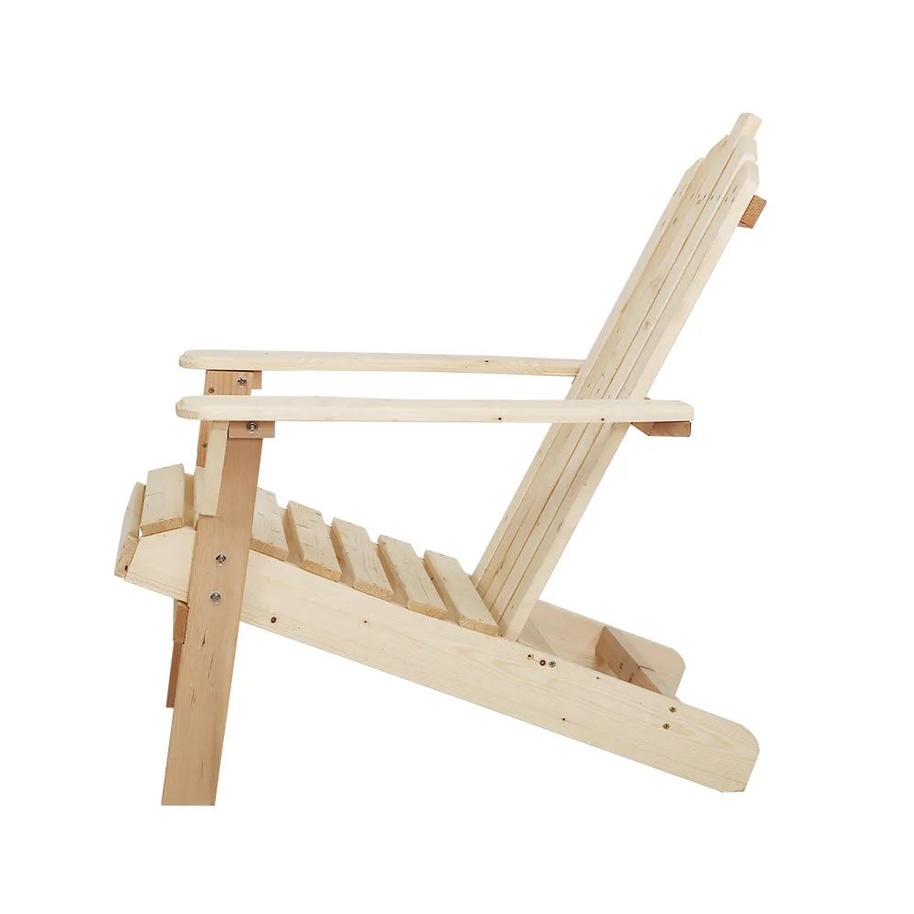 Gardeon Adirondack Outdoor Chairs Wooden Beach Chair Patio Furniture Garden Natural