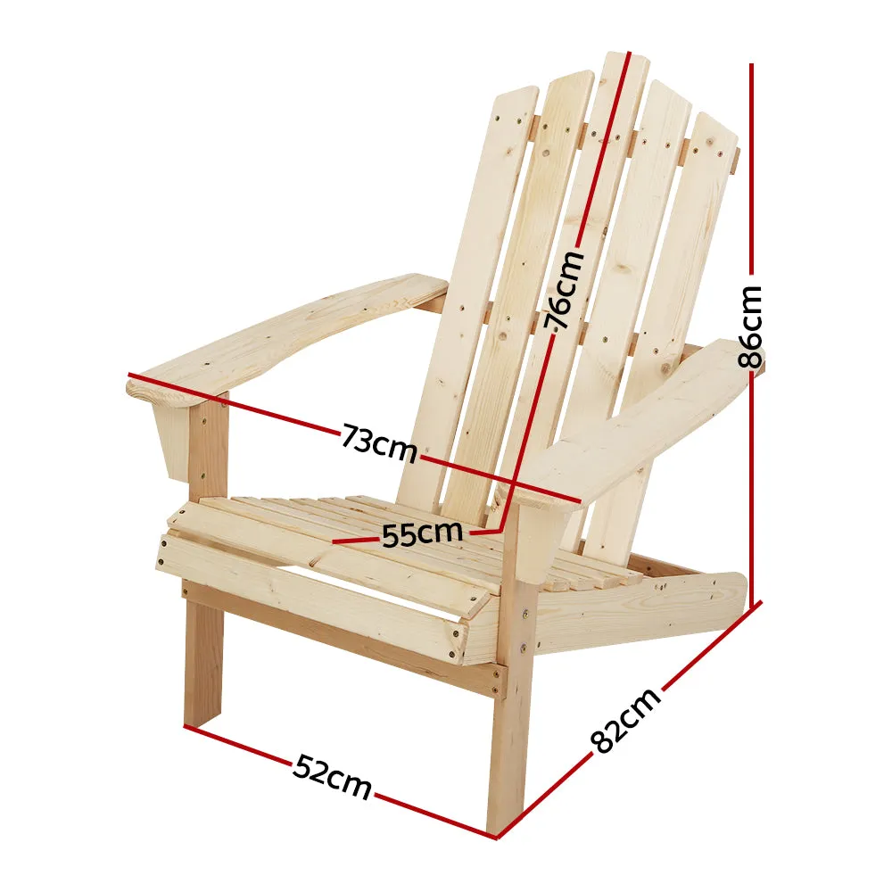 Gardeon Adirondack Outdoor Chairs Wooden Beach Chair Patio Furniture Garden Natural