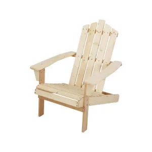 Gardeon Adirondack Outdoor Chairs Wooden Beach Chair Patio Furniture Garden Natural