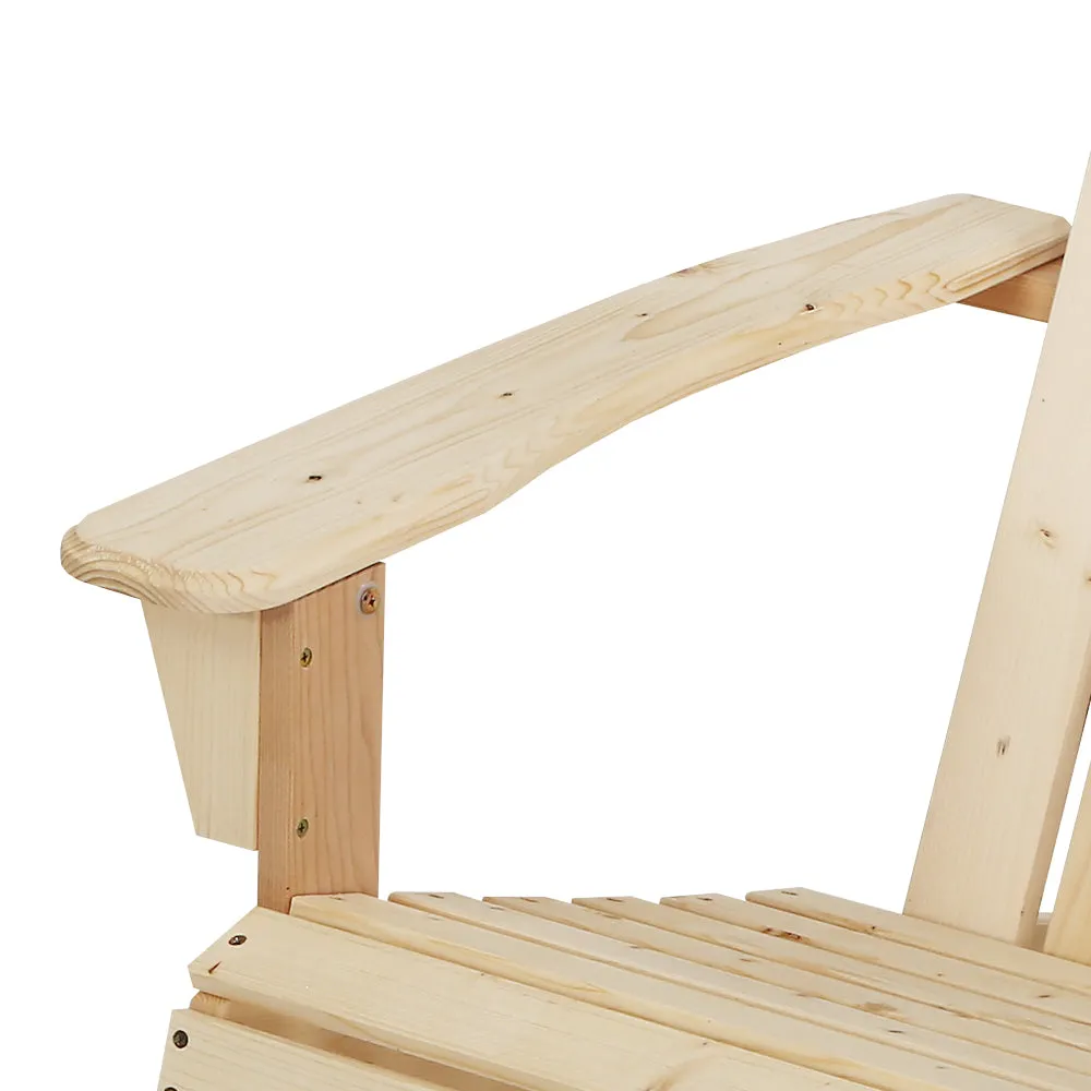 Gardeon Adirondack Outdoor Chairs Wooden Beach Chair Patio Furniture Garden Natural