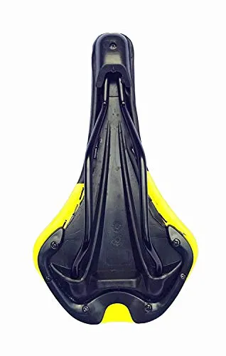 Gubbarey Sports Gym Bicycle Cycle Bike Saddle Seat Cover Mountain MTB Road for Men Women Accessory (Yellow), Polyurethane, Synthetic Leather, Steel
