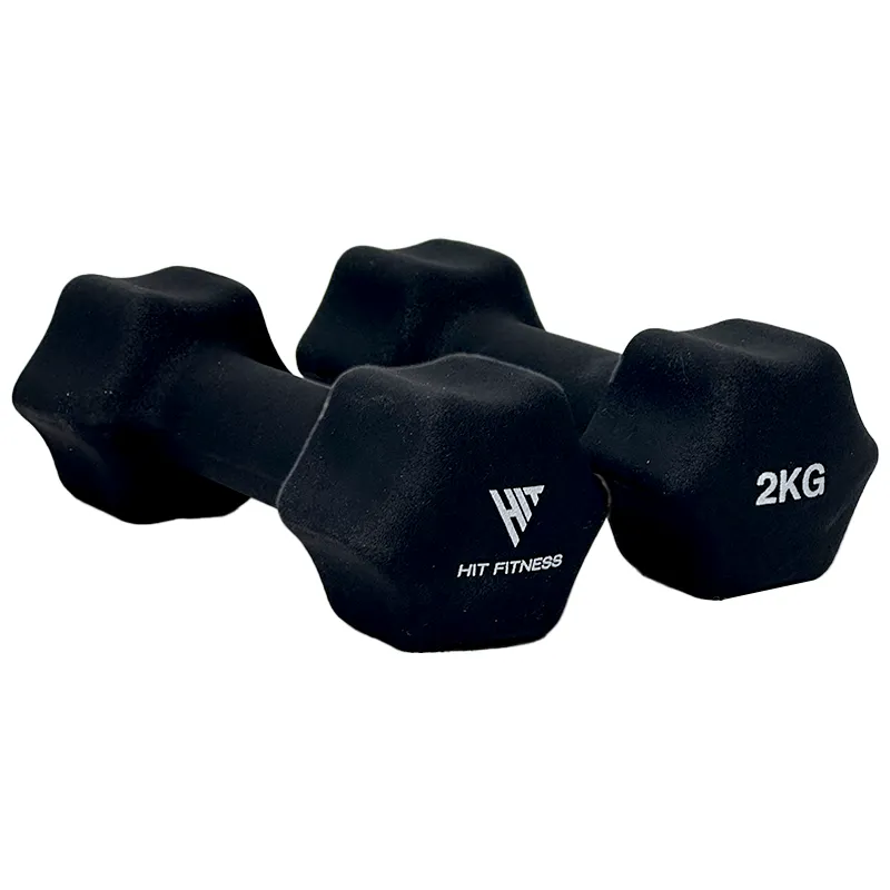 Hit Fitness Neoprene Studio Dumbbells | 2kg Pair | Black