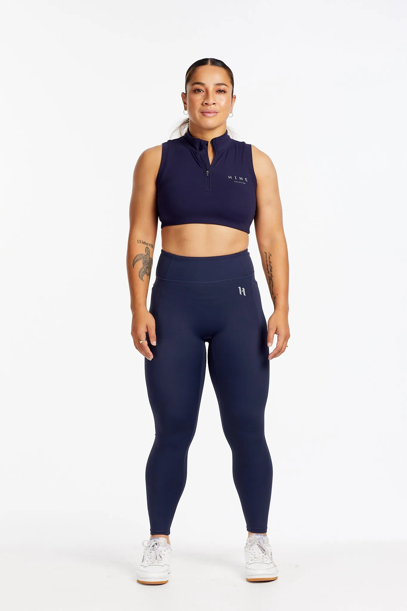 HYBRID ZIP UP TRAINING BRA NAVY
