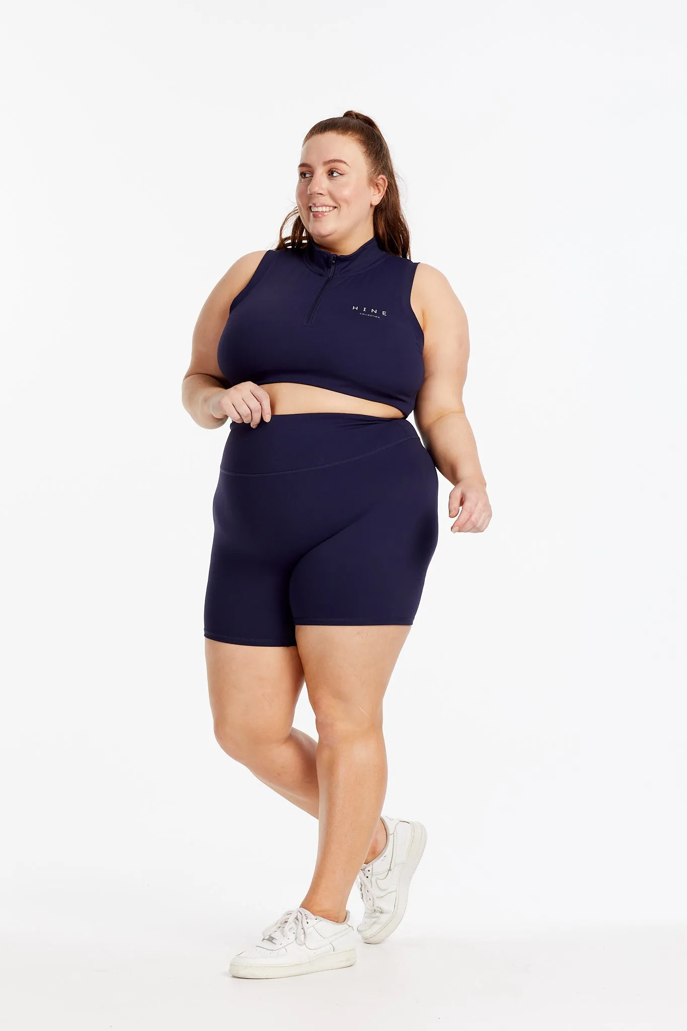 HYBRID ZIP UP TRAINING BRA NAVY