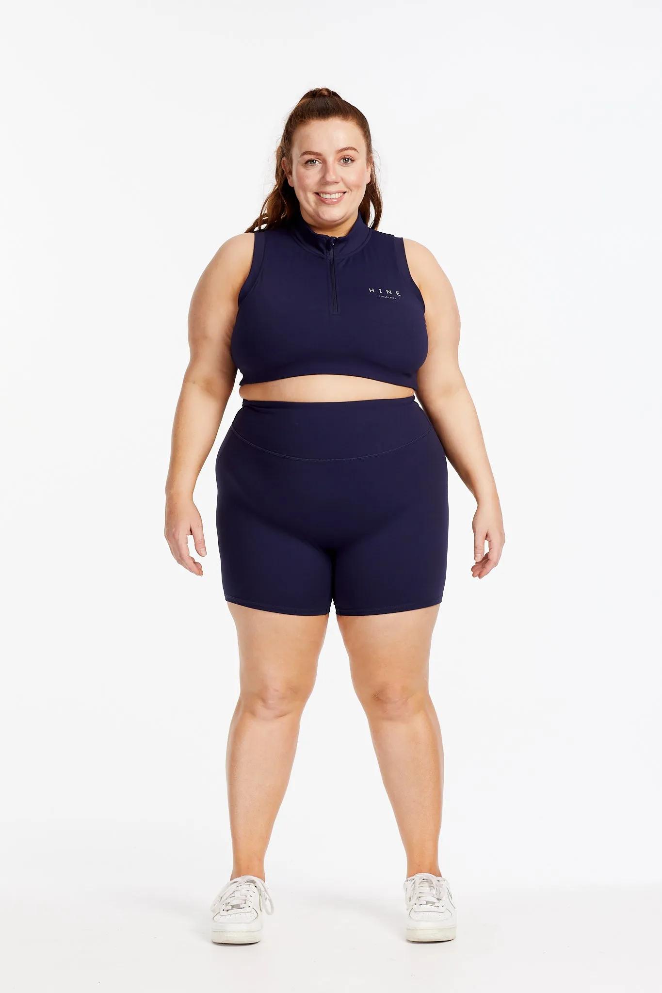 HYBRID ZIP UP TRAINING BRA NAVY