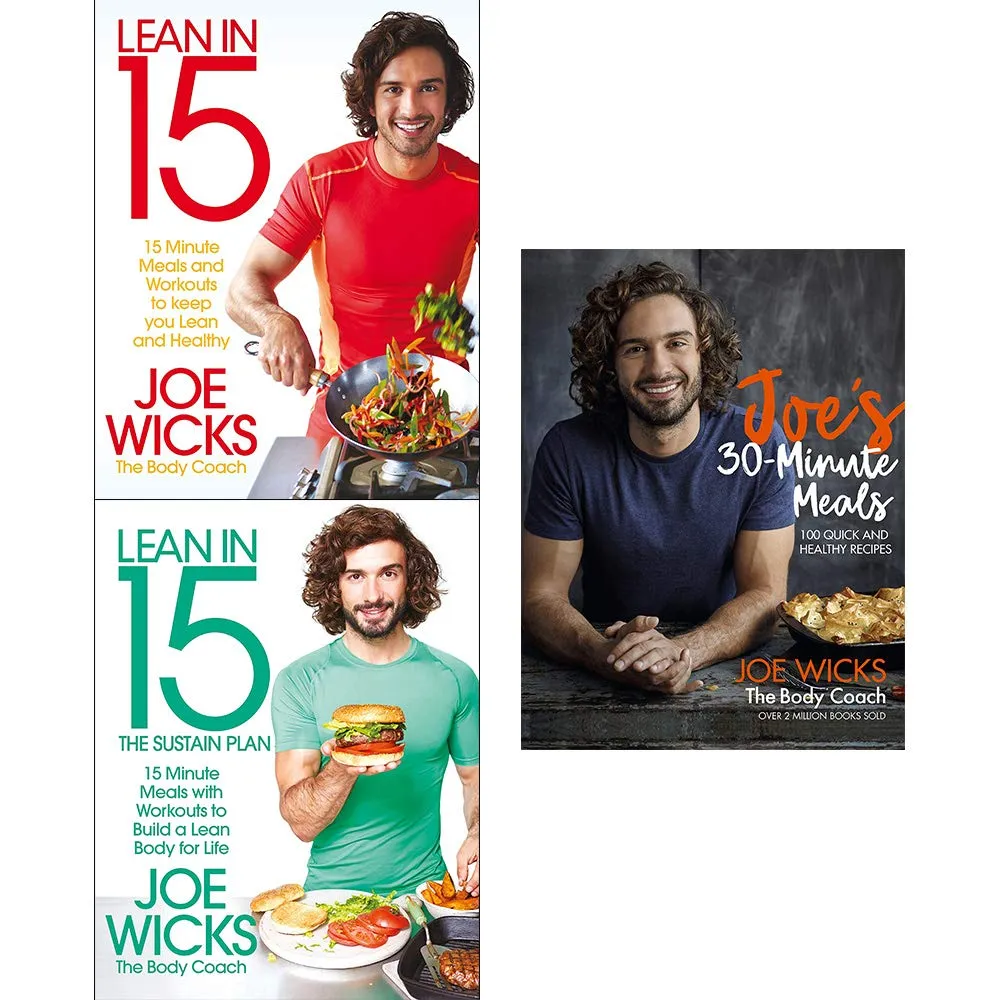 Joe wicks collection 3 books set Lean in 15 Sustain Plan, Shift Plan