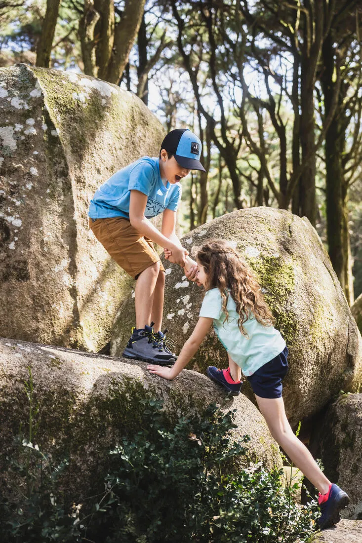Kids’ Hiking Shoes with Rip-tab MH100 from Jr size 7 to Adult size 2 Blue & Pink