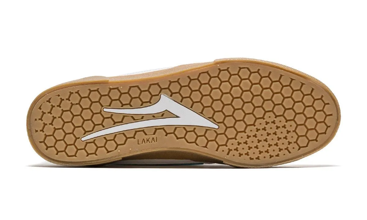 Lakai Cambridge White Teal Suede Skate Shoes