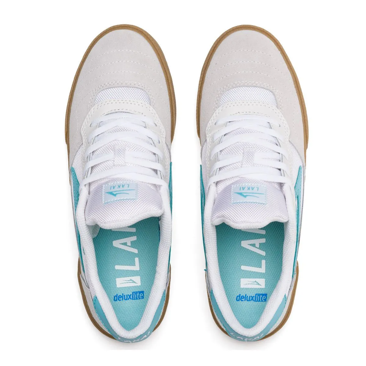 Lakai Cambridge White Teal Suede Skate Shoes