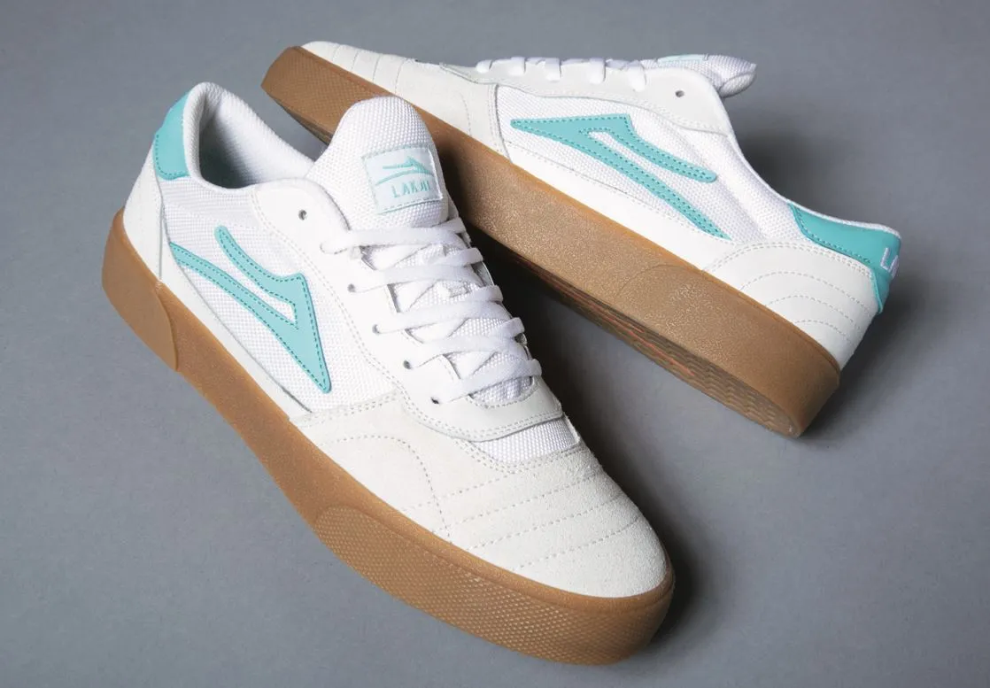 Lakai Cambridge White Teal Suede Skate Shoes