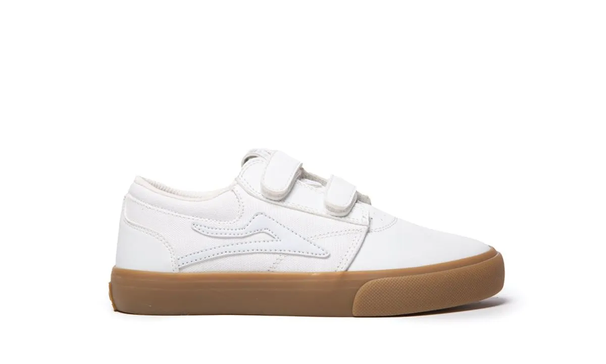 Lakai Griffin Kids Leather Skate Shoes - White / Gum