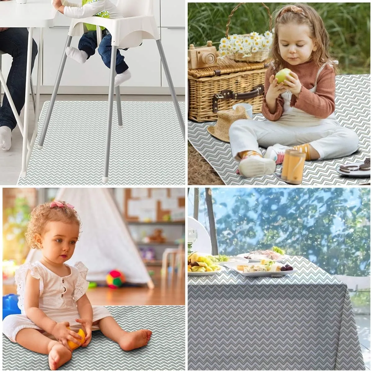 Large Floor Mat | Baby High Chair & Potty Training Splash Mat | 1.35 x 1.35m | Grey