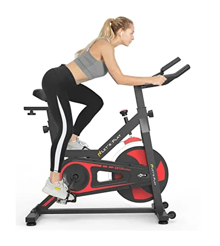 LETSPLAY® Indoor Upright Exercise Bike with Matt Black Frame Handlebar Aluminum Pedals Ergonomic Seat for Home, Workout & Cardio Training