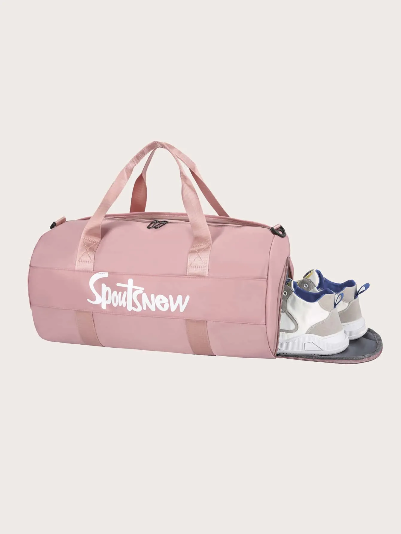 Letter Graphic Dry And Wet Separation Training Bag - Pink