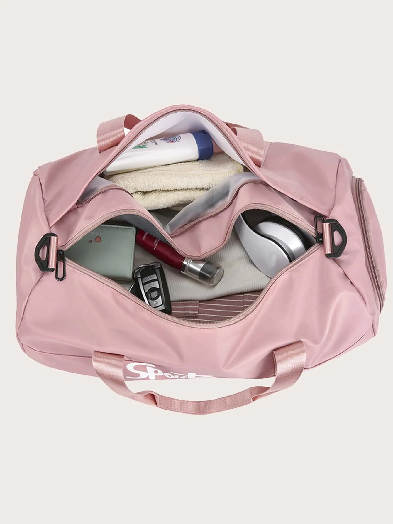 Letter Graphic Dry And Wet Separation Training Bag - Pink