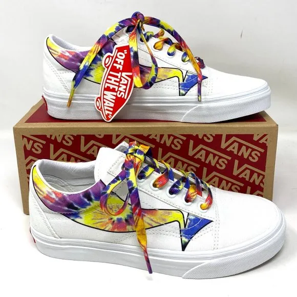 💖MEGA SALE💖VANS Old Skool Warp Canvas White Tie Dye Shoe Women’s VN0A4U3B21R