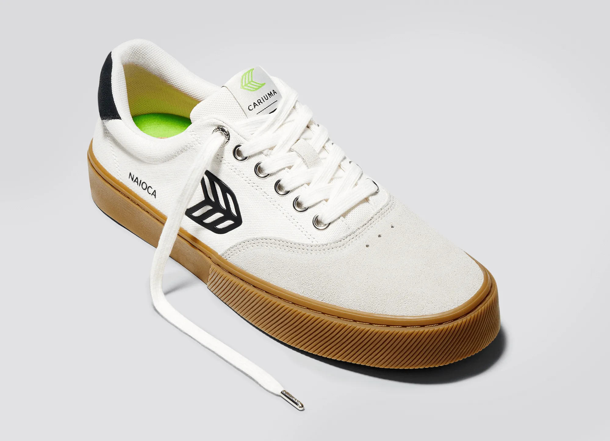 NAIOCA PRO Gum Vintage White Suede Off-White Canvas Black Logo Sneaker Women