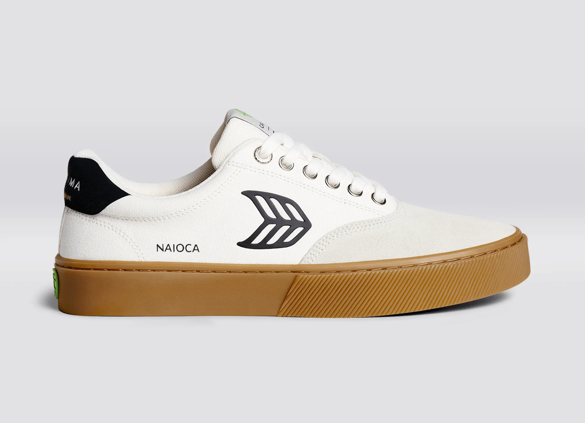 NAIOCA PRO Gum Vintage White Suede Off-White Canvas Black Logo Sneaker Women