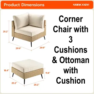 New in box! Suncoze Two Piece PE Rattan Wicker Corner Chair & Ottoman with super thick cushions Retails $399