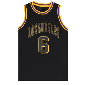 New Men's Basketball Jersey Sports T Shirt Tee Vest Tops Gym Chicago Los Angeles, Black - Los Angeles 6, S