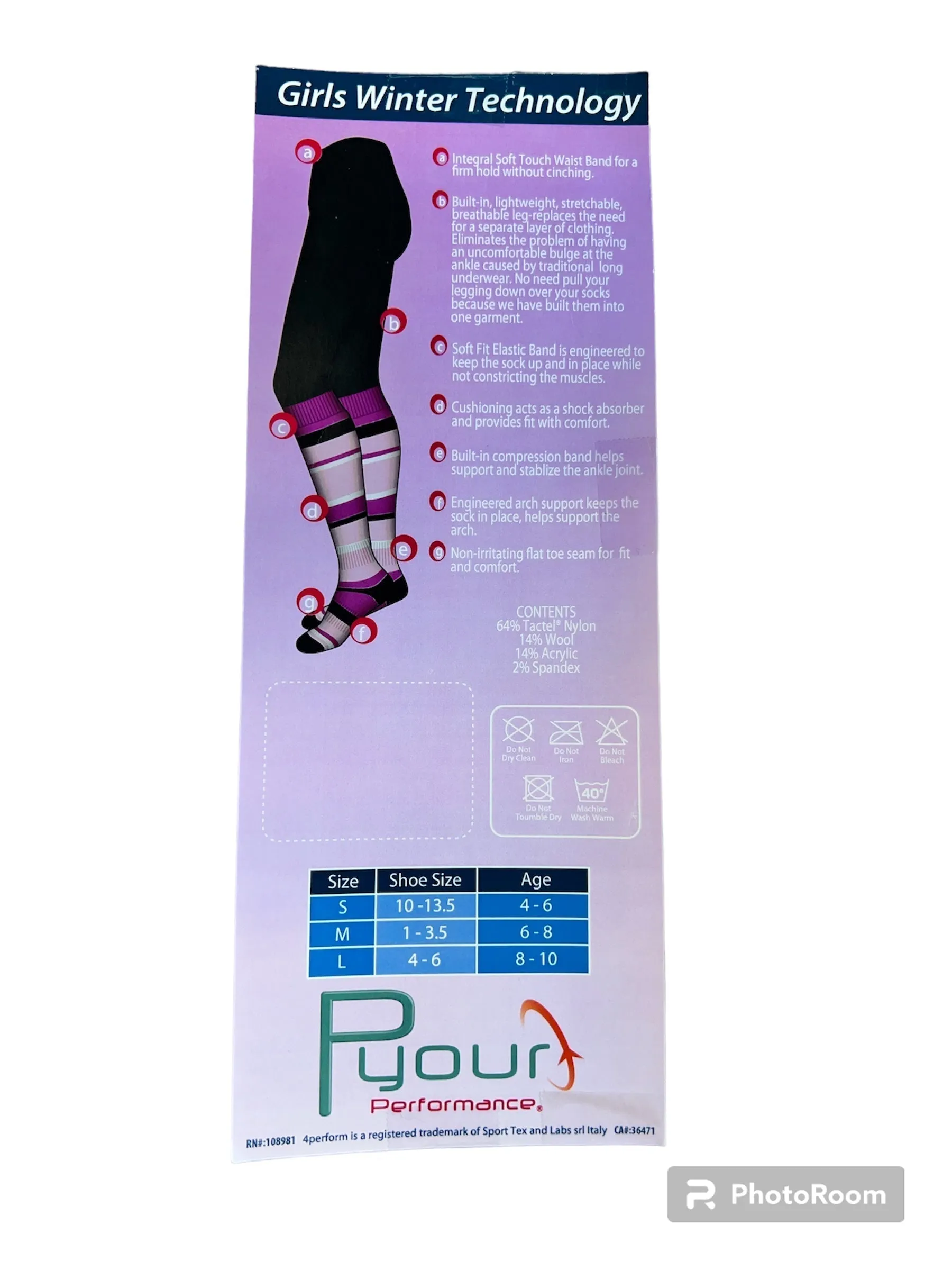 New Performance legwear for Kids with thermocool fabric to keep warm, wicks away moisture, absorbs shock & regulates temperature! Great for any outdoor activity! Sz L Pink! Made in Italy!