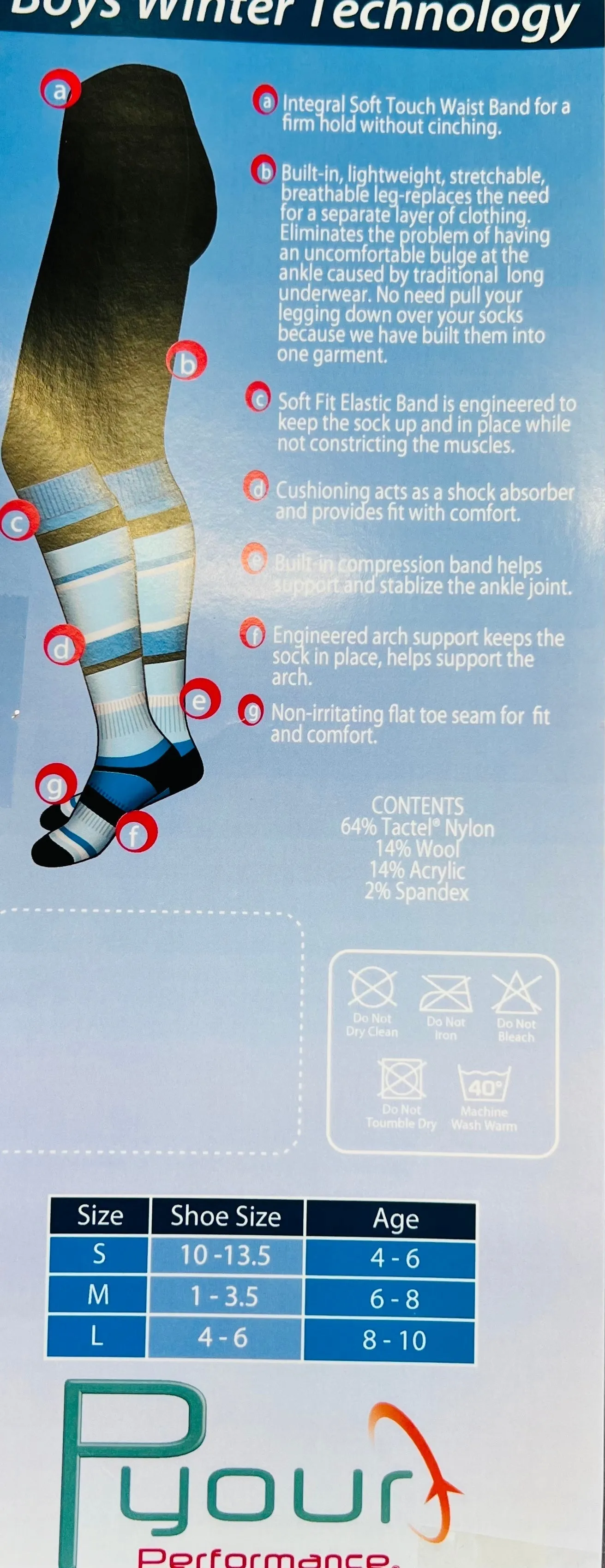 New Performance legwear for Kids with thermocool fabric to keep warm, wicks away moisture, absorbs shock & regulates temperature! Great for any outdoor activity! Sz M Blue! Fits 6-8 Years! Made in Italy!