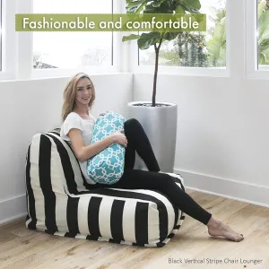 New Super Chic & Cozy Nautical Style Indoor & Outdoor Friendly Bean Bag Lounger by Majestic Home in Black & White Striped! Retails $250 