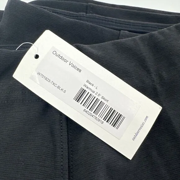 Outdoor Voices Black Warmup 2.5&quot; Skort Size L