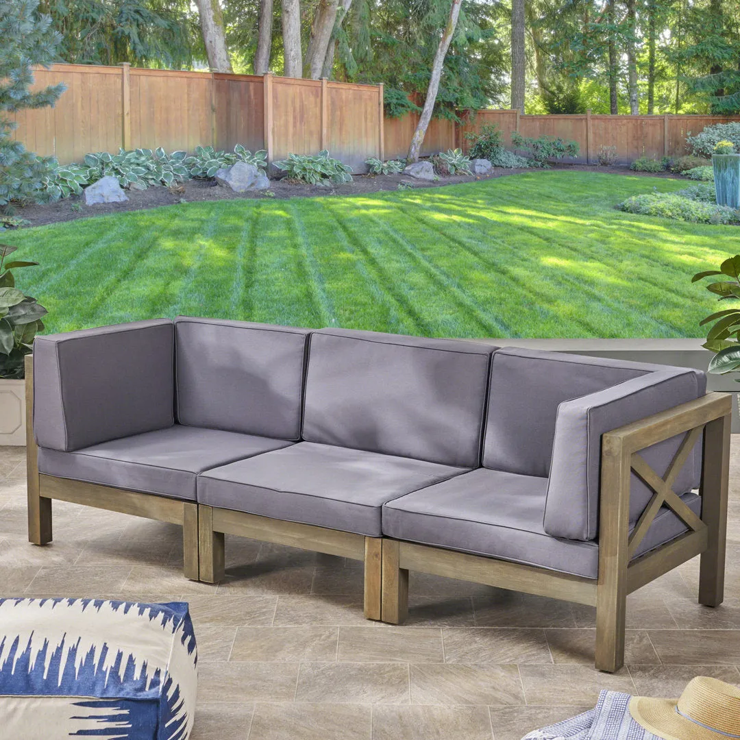 Patio Sofa with Cushions Highland Dunes Frame Color / Cushion Color: Gray Finish Frame / Dark Gray Cushion