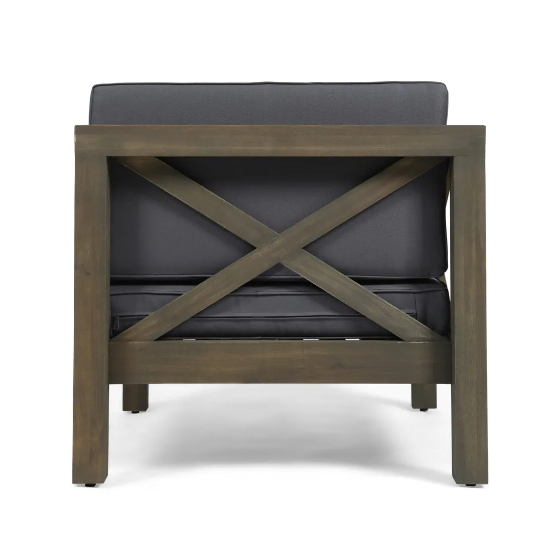 Patio Sofa with Cushions Highland Dunes Frame Color / Cushion Color: Gray Finish Frame / Dark Gray Cushion