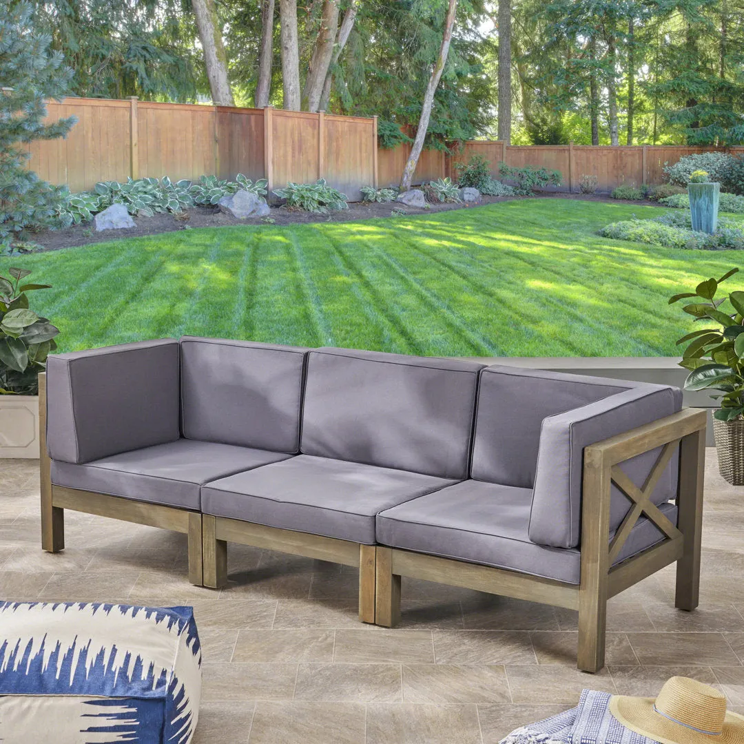 Patio Sofa with Cushions Highland Dunes Frame Color / Cushion Color: Gray Finish Frame / Dark Gray Cushion