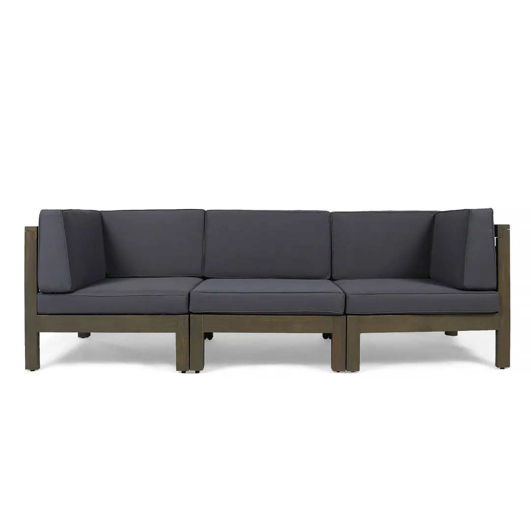 Patio Sofa with Cushions Highland Dunes Frame Color / Cushion Color: Gray Finish Frame / Dark Gray Cushion