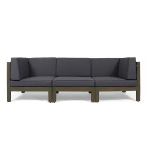 Patio Sofa with Cushions Highland Dunes Frame Color / Cushion Color: Gray Finish Frame / Dark Gray Cushion