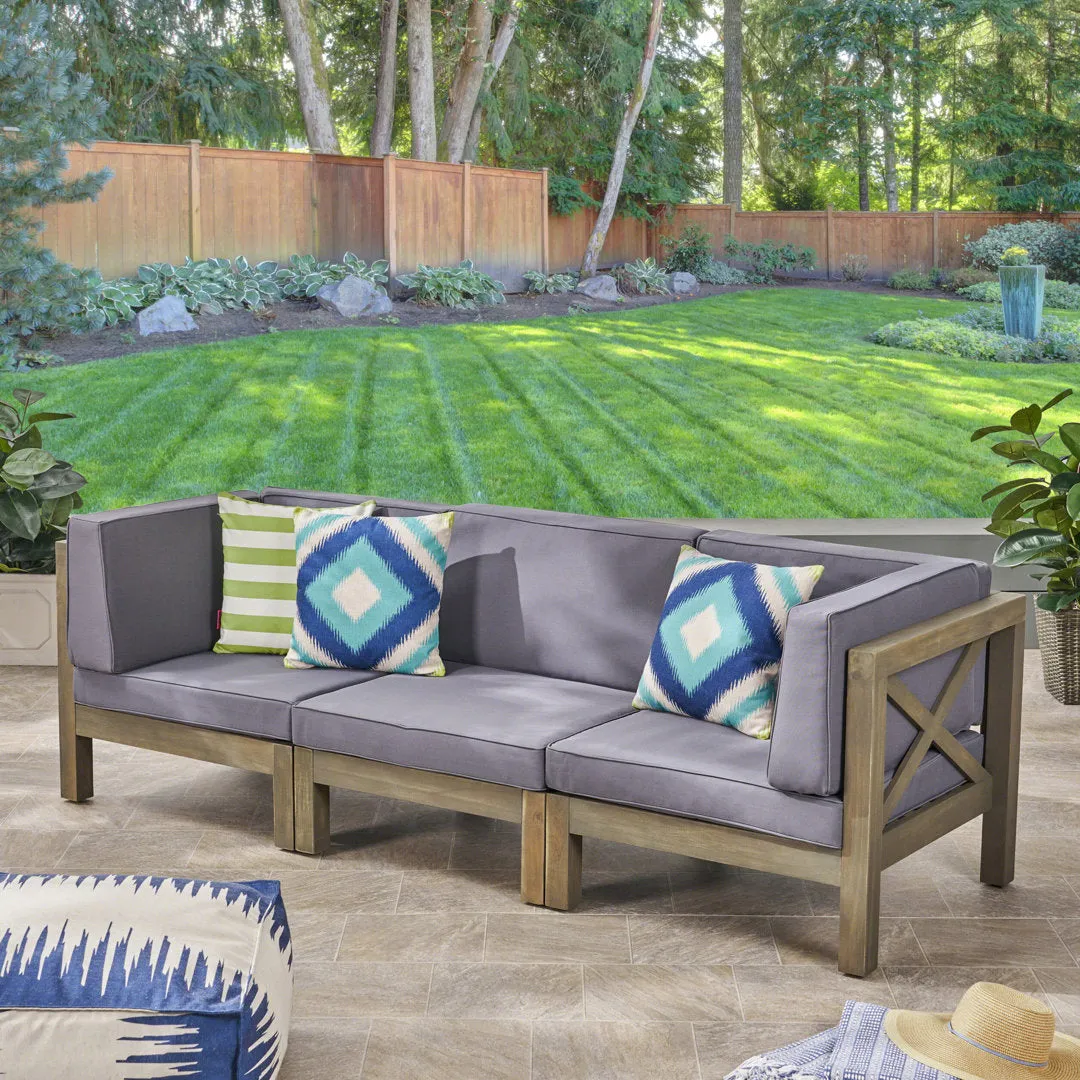 Patio Sofa with Cushions Highland Dunes Frame Color / Cushion Color: Gray Finish Frame / Dark Gray Cushion