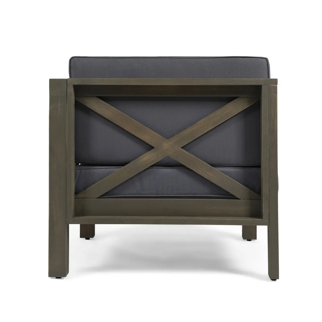 Patio Sofa with Cushions Highland Dunes Frame Color / Cushion Color: Gray Finish Frame / Dark Gray Cushion