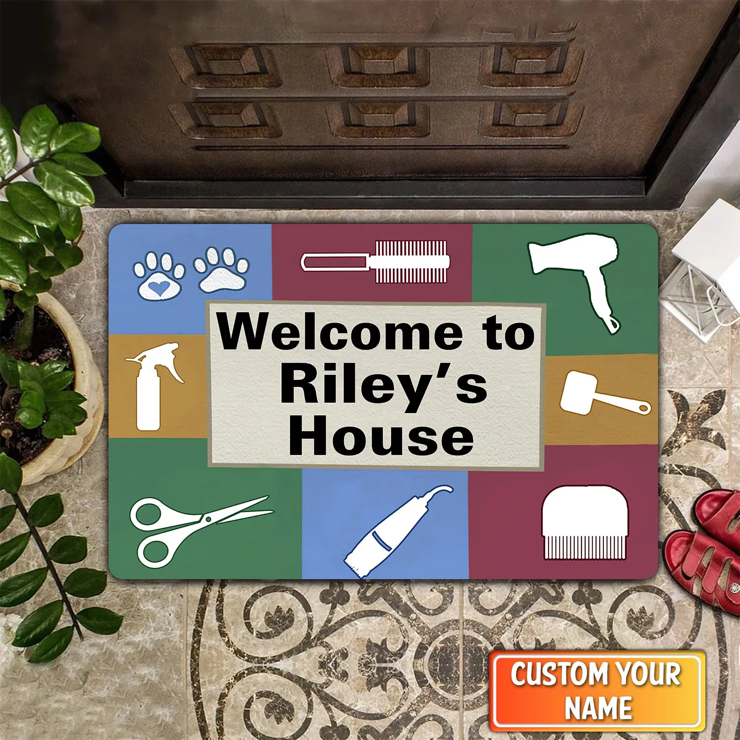 Pet Care Salon Pet Home Groomer Personalized Name Doomat 978