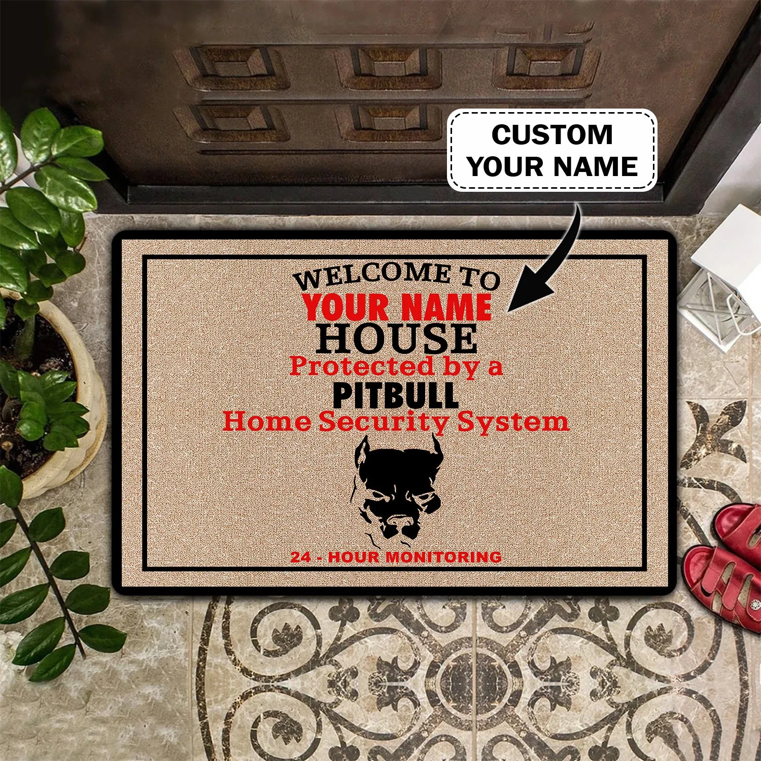 Pitbull Doormat - Personalized Name 3D - Vhv-doormat-001