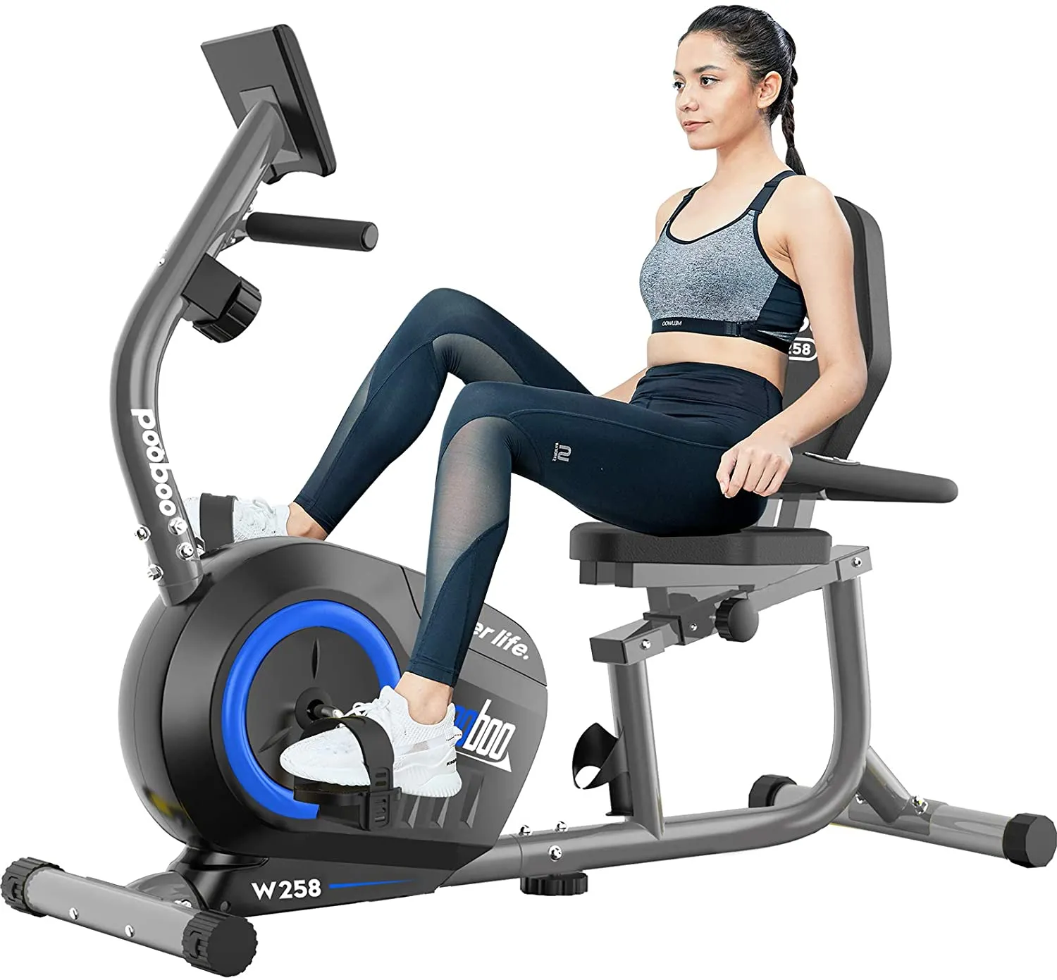 Pooboo Recumbent Exercise Bikes Sit Down Stationary Bicycle 380lb