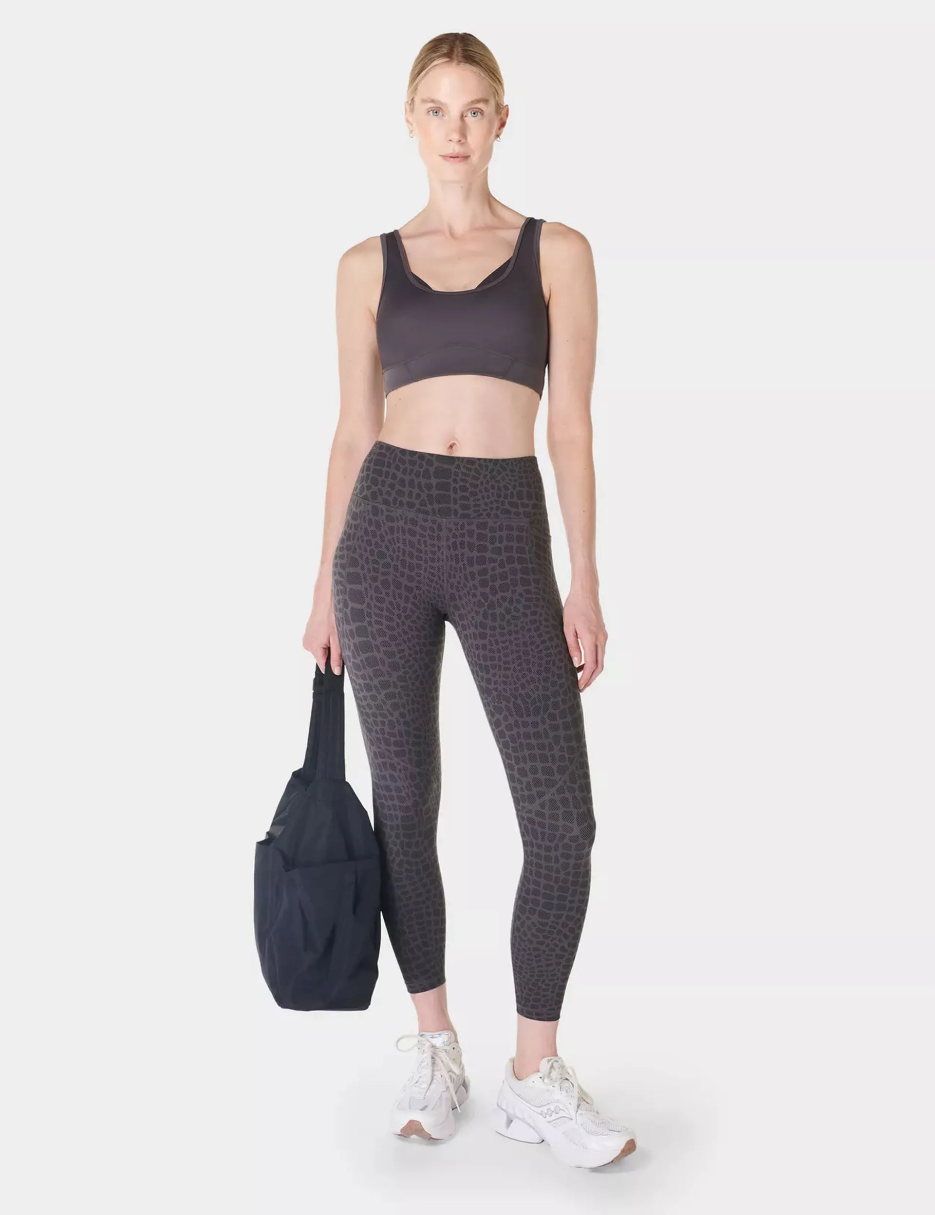 Power 7/8 Gym Leggings - Grey Croc Halftone Print