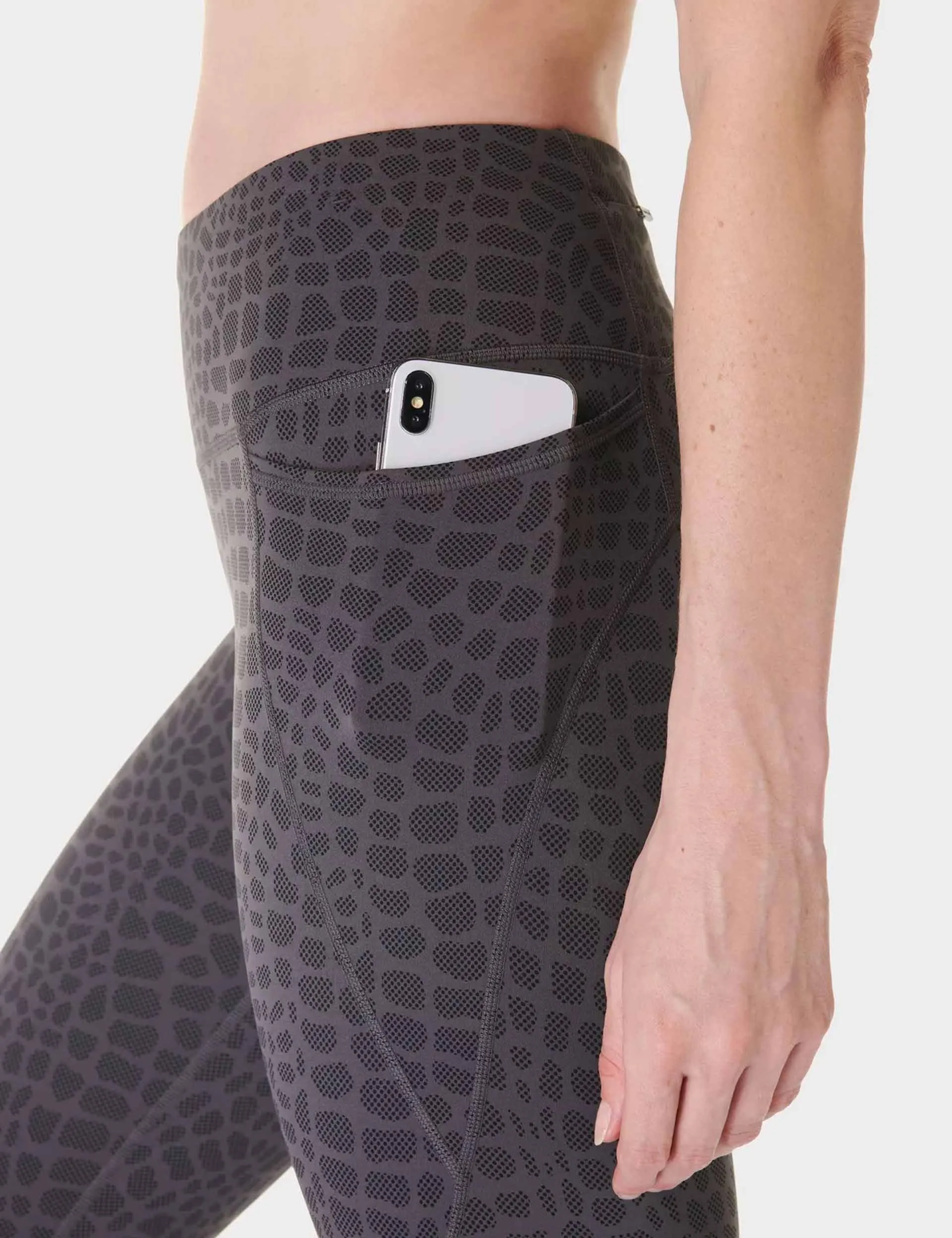 Power 7/8 Gym Leggings - Grey Croc Halftone Print