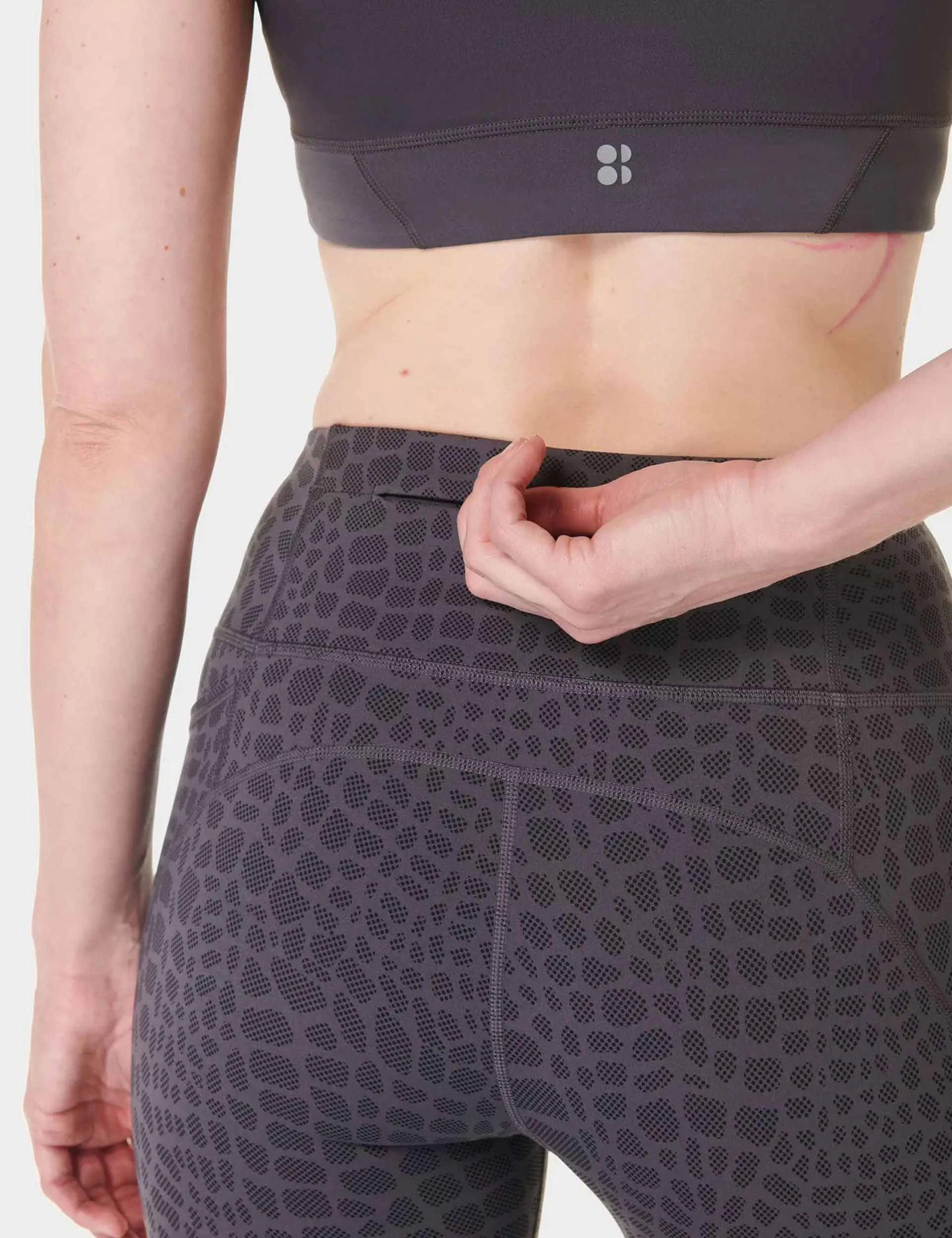 Power 7/8 Gym Leggings - Grey Croc Halftone Print