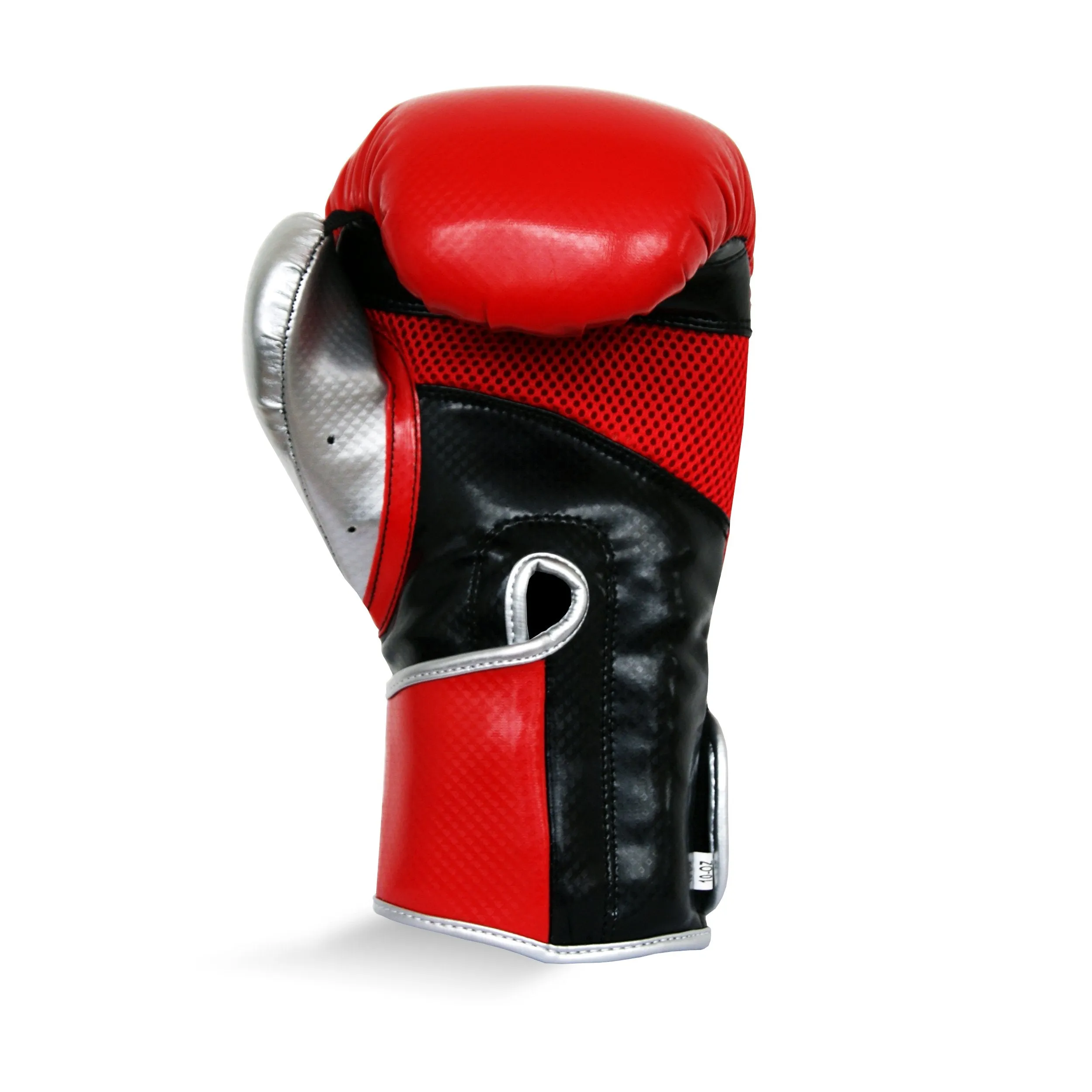 Pro Fitness Synthetic Leather Boxing Glove Metallic Red / Black / Silver